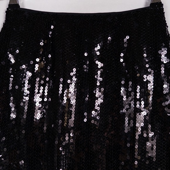 Vintage INC International Concepts Pencil Skirt Sz 2 Black Sequins Silk Glam - Picture 2 of 8